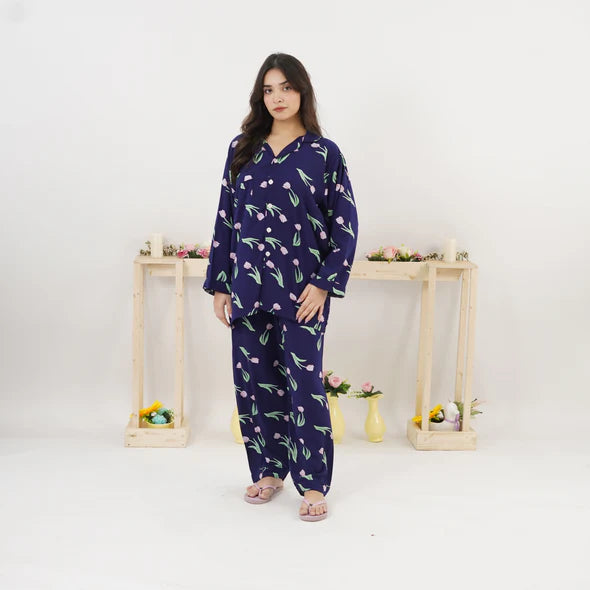 MIDNIGHT TULIP SUMMER LINEN PJS