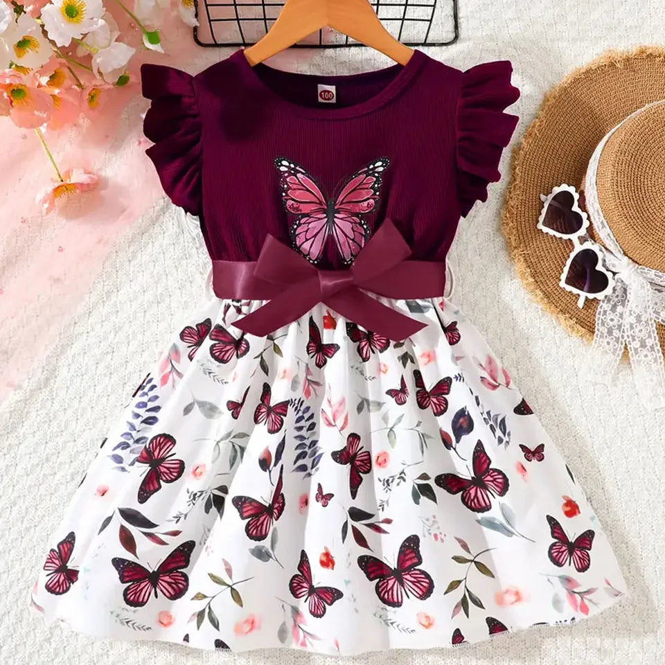 Pakistan Design Children's Girls 7 Years Party Frocks Knee-Length A-Line Polyester/Cotton Summer Fashion Wear